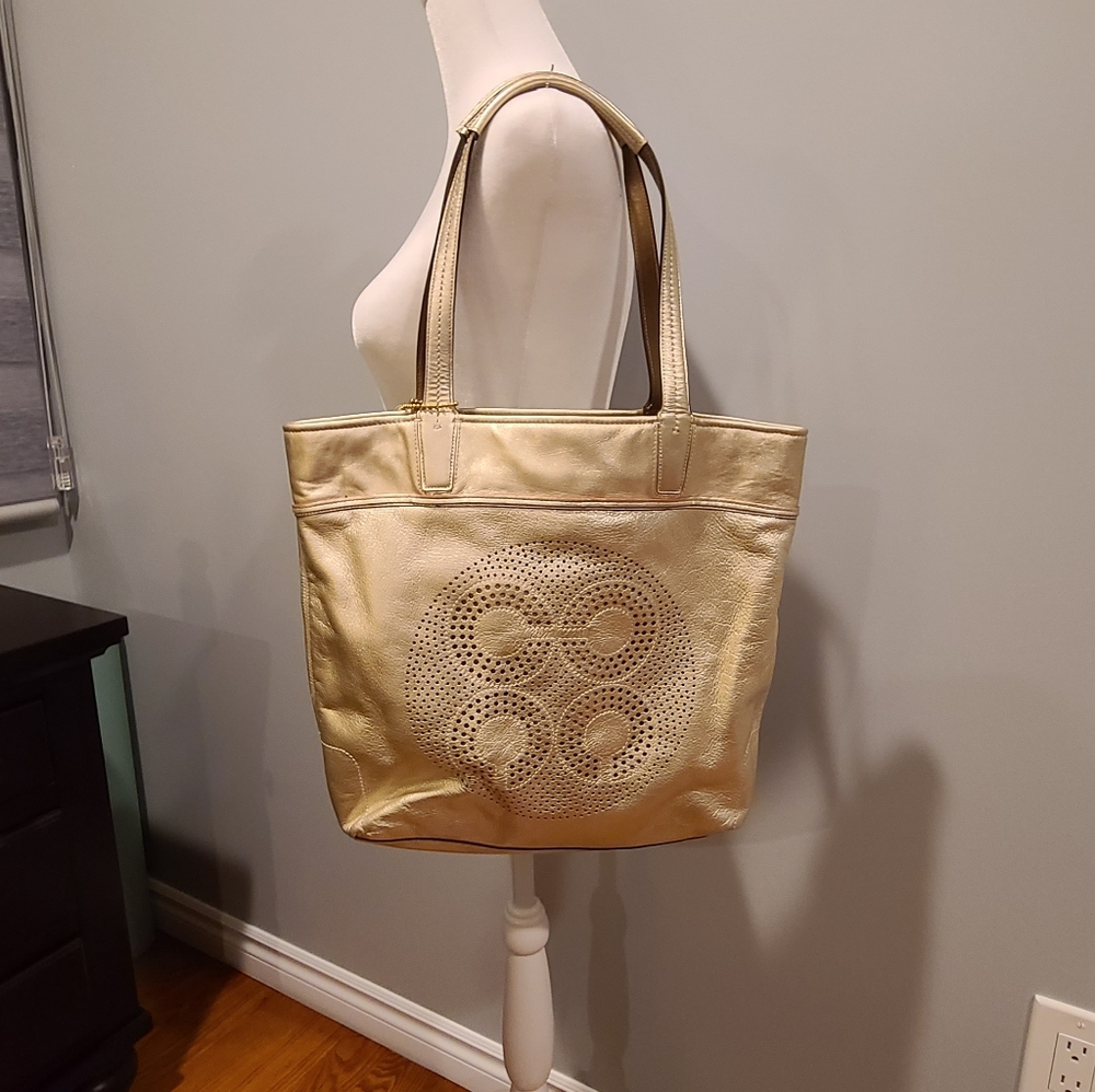 Coach Laurel Gold Leather Tote - Picture 6 of 7